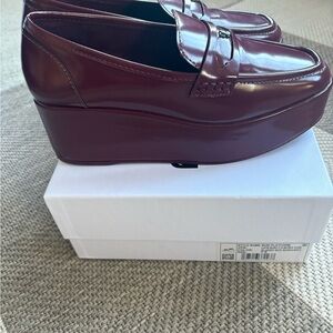 Larroude Suki Burgundy Platform Loafers